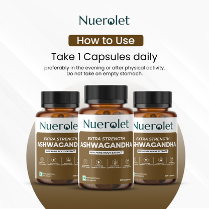 Nuerolet Extra-Strength Ashwagandha 500 mg – Stress Relief & Stamina