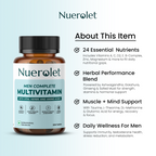 Nuerolet Men Complete Multivitamin bottle with product details on a light blue background