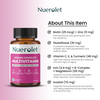 Nuerolet Women's Complete Multivitamin bottle with detailed ingredient list on a pink background