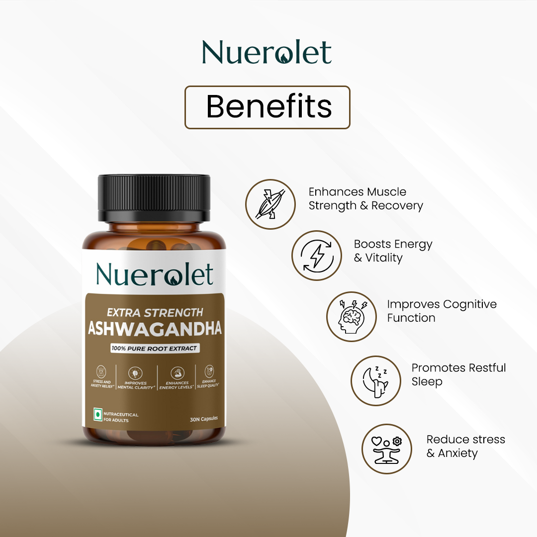 Nuerolet Extra-Strength Ashwagandha 500 mg – Stress Relief & Stamina Secondary image