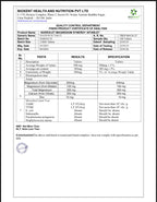 Quality control certificate for Nutrileaf Magnesium Tablets on a white background
