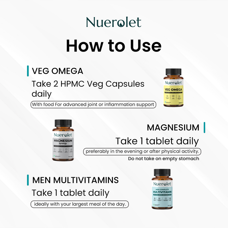 Nuerolet supplement bottles with usage instructions on a white background