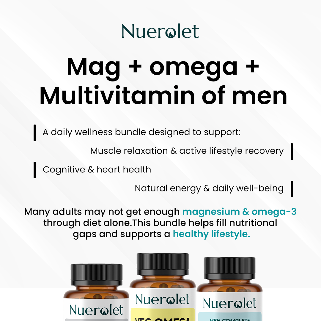 Nuerolet supplement bottles with product description on a white background