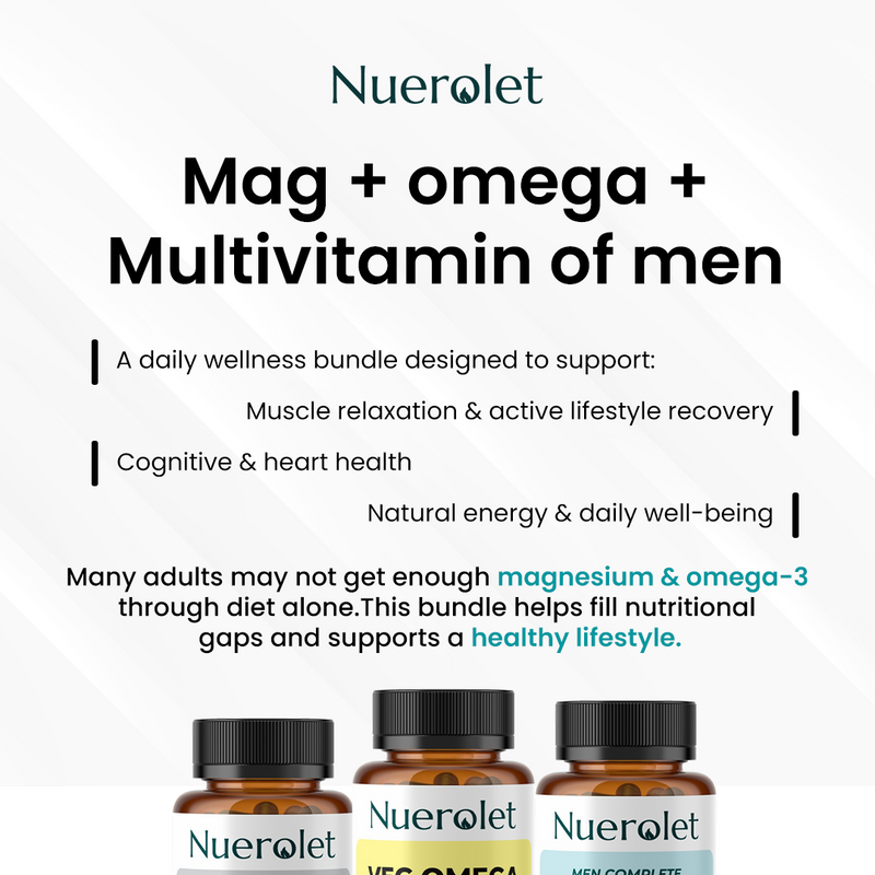 Nuerolet supplement bottles with product description on a white background