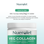 Nuerolet Veg Collagen container with usage instructions on a light blue background