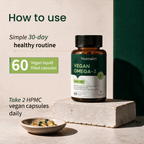 Nuerolet Vegan Omega 3 Algal Oil | 700mg High Potency DHA - nuerolet veg omega 3