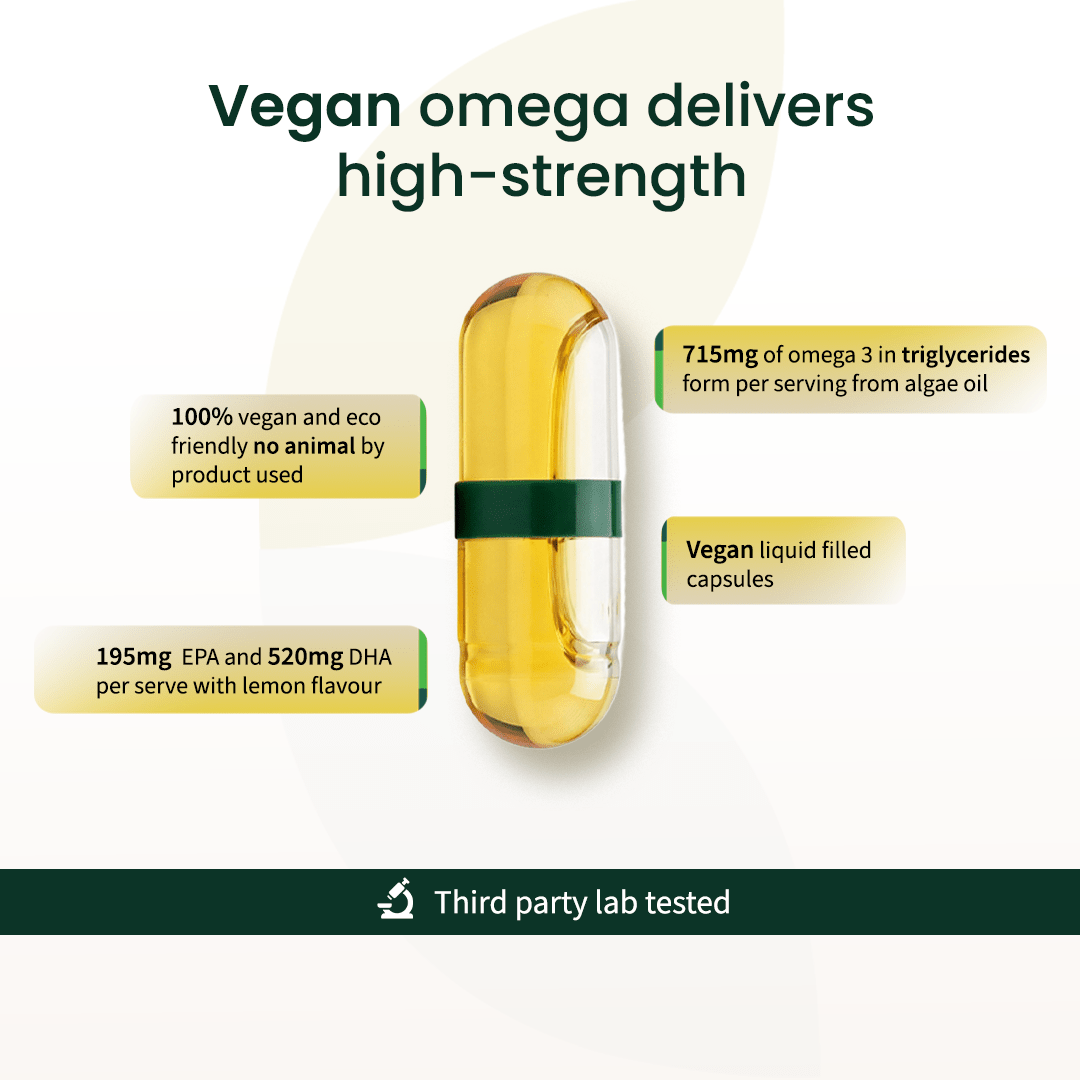 Vegan Omega 3 Algal Oil | 715mg Active EPA + DHA Secondary image